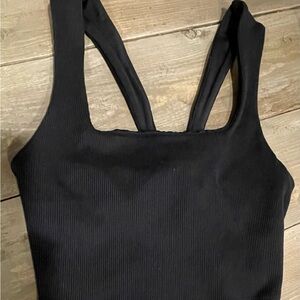 ALO Yoga Black Seamless Ribbed Sports Bra